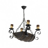 Distribuidor - Lâmpadas Diversas | Lâmpadas Rústicas | LAMPARA 4XE27 BARRIL NEGRO/MARRON REGX42X32 CM Ref: 1.508/4